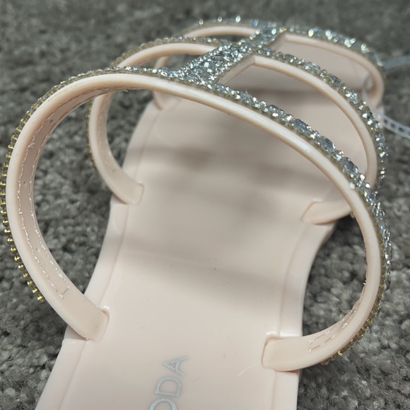 Beige Rhinestone Sandals - Picture 7 of 12